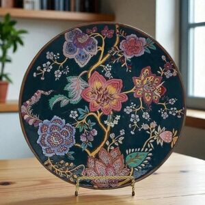 Chinese Millefleur Green Gold Passion Flower 10" Vintage Plate Andrea by Sadek